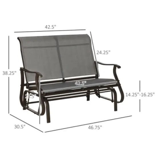 Dexmalle Patio Glider Loveseat Chair with Powder Coated Steel Frame image {6}