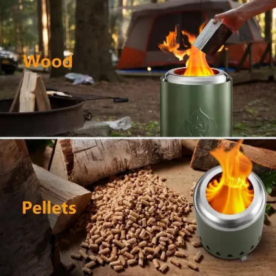 ZAFRO Tabletop Fire Pit 5.5" with Stand, Smokeless Firepit Outdoor, 304 Stainless Steel Small Table Top Stove Fueled by Pellets Or Wood image {3}