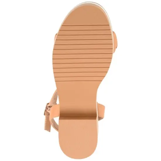 Journee Collection Womens Dexxla Buckle Ankle Strap Low Platform Sandals Tan 10 image {4}