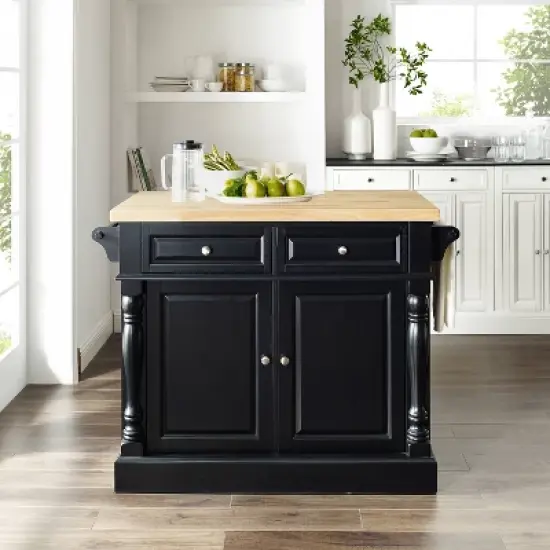 Oxford Butcher Block Kitchen Island Black - Crosley image {3}