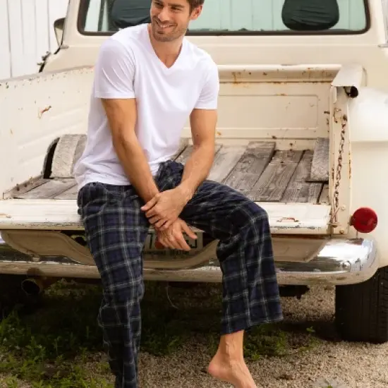 Men's Soft Plush Fleece Pajama Pants, Warm Long Lounge Bottoms image {3}
