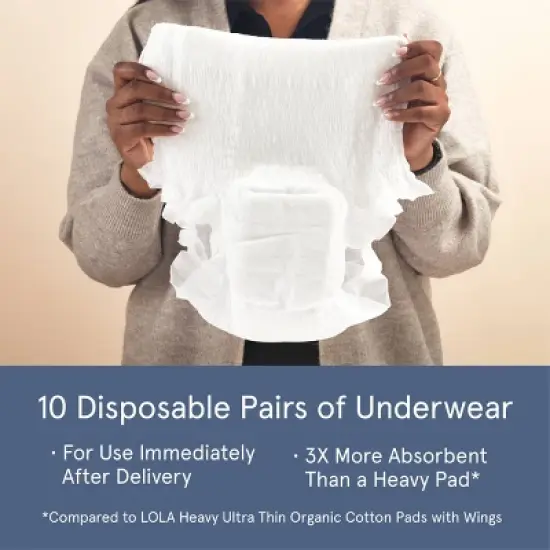 LOLA Postpartum Underwear with Organic Cotton Maxi Pad - 10ct image {3}
