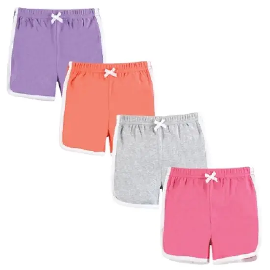 Hudson Baby Girl Shorts Bottoms 4-Pack, Purple Coral image {11}