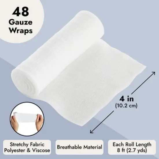 Juvale 48 Pack 4 Inch Gauze Bandage Roll, Rolled Gauze Wrap, 2.6 Yards image {5}
