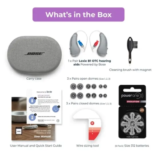 Lexie B1 OTC Hearing Aids Powered by Bose - Self-fitting OTC Hearing Aids for Adults and Seniors| Replaceable Batteries (Light Gray) image {5}