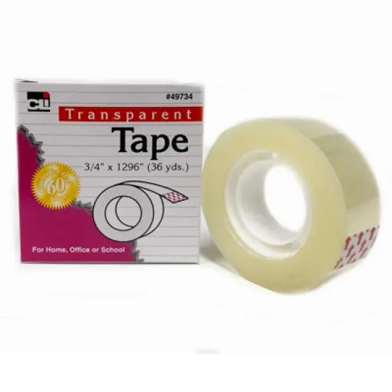 Charles Leonard Tape, Transparent, 3/4" Wide x 1296", 1" Core, 12 Rolls image {1}