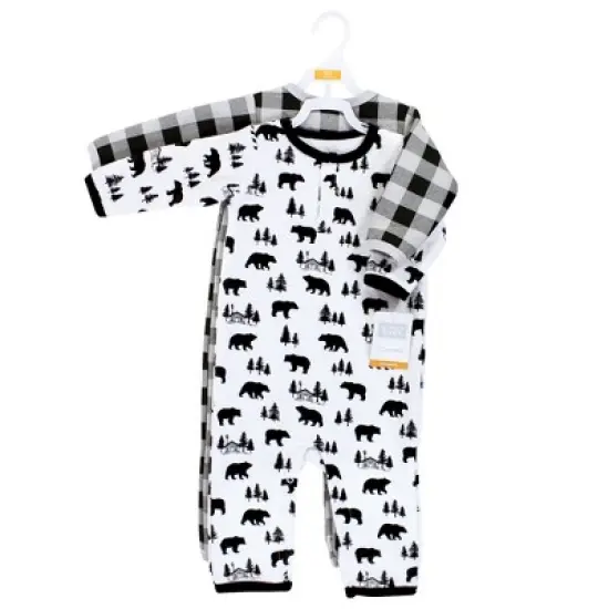 Hudson Baby Infant Boy Premium Quilted Coveralls, Bear Gray Black image {1}