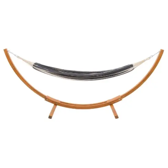 Wood Frame Free Standing Sling Hammock - Navy/White - CorLiving image {2}