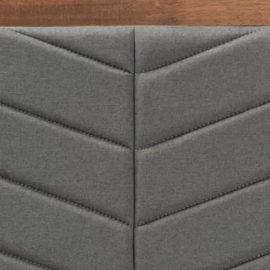 Twin Iden Fabric Upholstered Wood Headboard Dark Gray/Walnut Brown - Baxton Studio image {2}