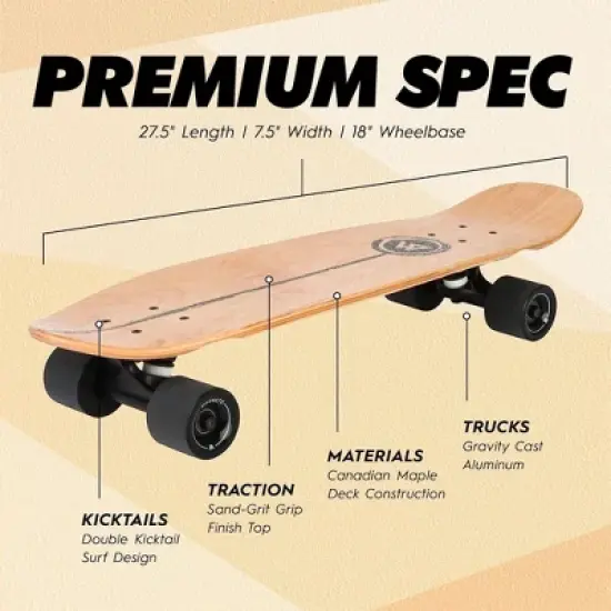 Magneto Complete Skateboard | 27.5" x 7.5", Canadian Maple Double Kick Concave Deck | For Beginners, Teens & Adults (Music) image {1}