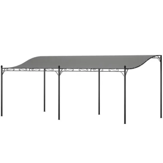Resenkos Outdoor Garden Gazebo, Sunshade Gazebo Canopy,10' x 20' Wall-Mounted Outdoor Pergola Canopy with Drainage Holes, Dark Gray image {12}