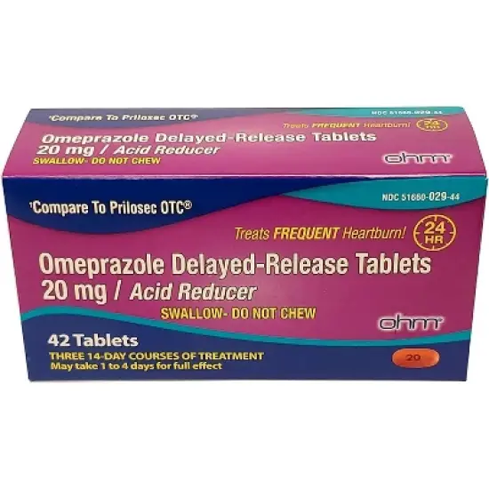 OHM Omeprazole 20mg Delayed-Release Tablets Acid Reducer, 42 Ct image {3}