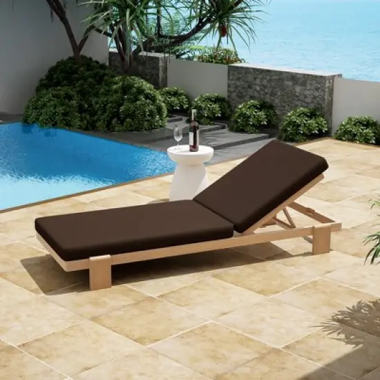 Christopher Knight Home Tobias Patio Adjustable Acacia Wood Chaise Lounge with Water-Resisiant Cushion image {10}