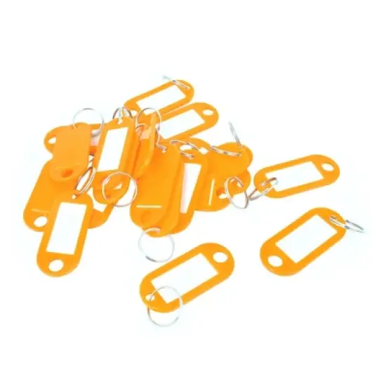 Unique Bargains Plastic Key ID Name Card Label Tags Split Ring Keyring Keychain Orange 20 Pcs image {5}