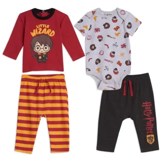  Harry Potter Baby Bodysuit T-Shirt and Pants 4 Piece Layette Set Newborn to Infant  image {13}