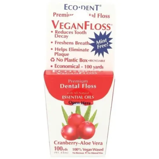 VeganFloss Premium Dental Floss Cranberry Aloe by Eco-Dent  -  100 Yards Floss image {1}