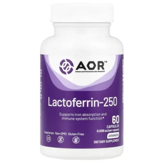AOR, Lactoferrin - 250, Lactose Free Natural Supplement to Support Iron Absorption and Immune Modulation, 60 Servings (60 Capsules) image {4}