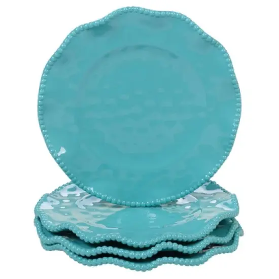 Certified International 12pc Melamine Perlette Dinnerware Set Teal image {2}