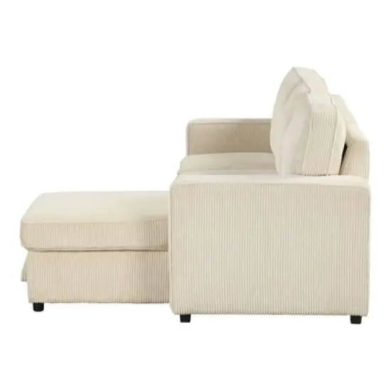 HOMES: Inside + Out Paeke Sleeper Sectional Sofa Corduroy with Storage Chaise and Reversible image {9}