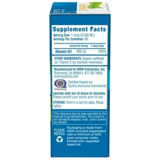 Mommy's Bliss Baby Organic Vitamin D Drops - 0.11oz (100 Servings) image {7}