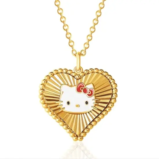 Sanrio Hello Kitty Womens Starburst Heart Necklace, 18'' - Authentic Officially Licensed image {7}