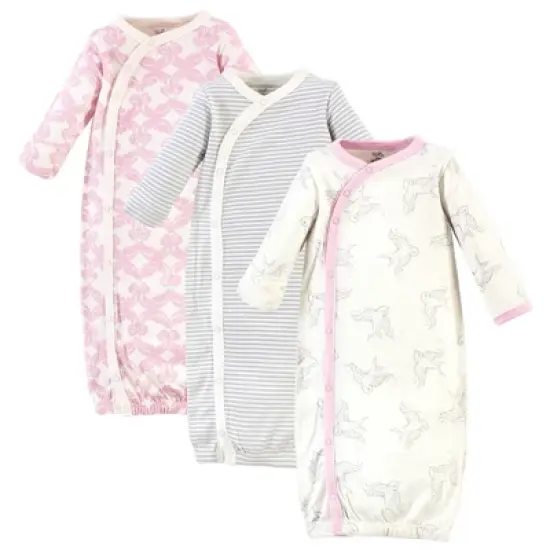 Touched by Nature Baby Girl Organic Cotton Side-Closure Snap Long-Sleeve Gowns 3pk image {4}
