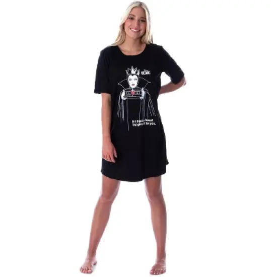 Disney Princess Women's Villains Evil Queen Nightgown Sleep Shirt Black image {4}