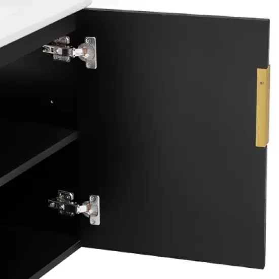 Merax Modern Vintage Wall-Mounted Bathroom Vanity with Ceramic Sink image {5}