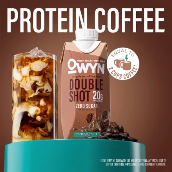 OWYN Double Shot Coffee Protein Shake with Caffeine - Vanilla Latte - 44.6 fl oz/4pk image {3}