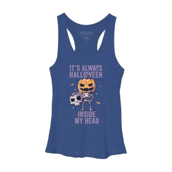 Women's Design By Humans It's Always Halloween Inside My Head Funny Cute Spooky By EduEly Racerback Tank Top image {7}