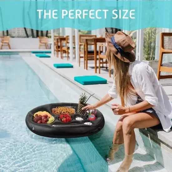 Zone Tech Inflatable Floating Drink Holder for Swimming Pool, Hot Tub for Adults - Buffet Serving Bar, Beverage, Fruit, Salad, Tablet, Cell Phone. image {4}