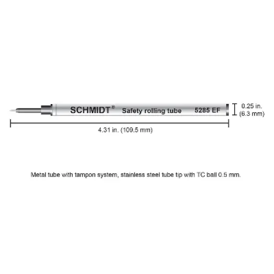 Schmidt Ink Schmidt 5285 Safety Rolling Tube Needle Point Refill Fits Most Capped Rollerball Pens image {4}