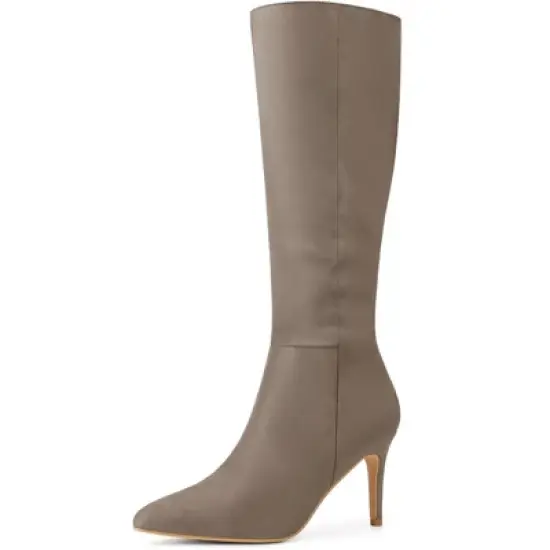 Perphy Women's Pointed Toe Side Zip Stiletto Heel Knee High Boots image {7}
