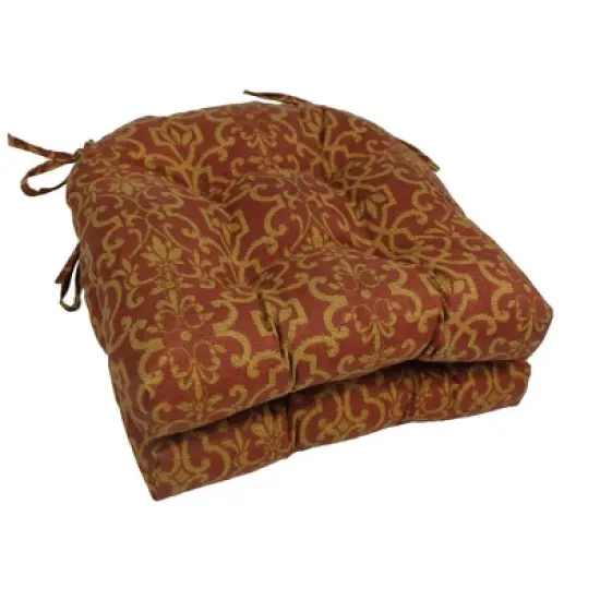 Blazing Needles, 16-inch Spun Polyester Patterned Outdoor U-shaped Tufted Chair Cushions (Set of 2) image {7}