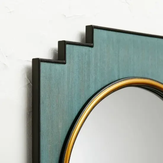 24" x 30" Wood and Brass Wall Mirror Blue - Opalhouse&trade; designed with Jungalow&trade; image {2}