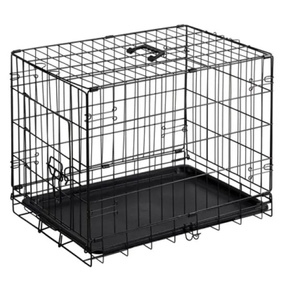 AZL1 Life Concept Pet Crates and Houses Single Door Dog Cage Durable Metal Pet Kennel Secure Lock Collapsible Removable Tray, Black, 24.4"*16.5"*18.5" image {4}