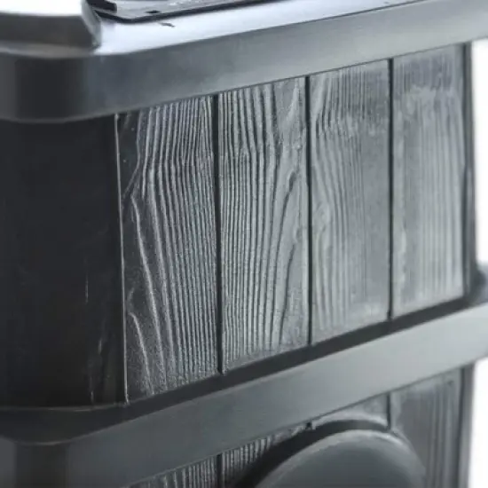 FCMP Outdoor WG4000-GRY Wood Grain Rain Barrel with Flat Back for Environmentally Friendly Watering of Outdoor Plants, Gardens, and Landscapes, Gray image {4}