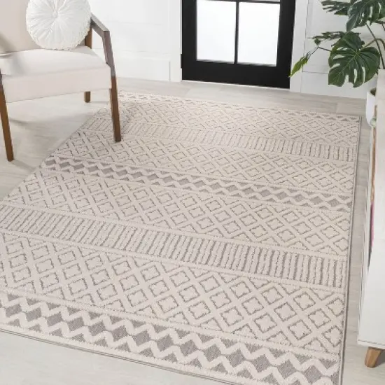 JONATHAN Y Ormond High-Low Modern Trellis Geometric Moroccan Indoor/Outdoor Area Rug  image {6}