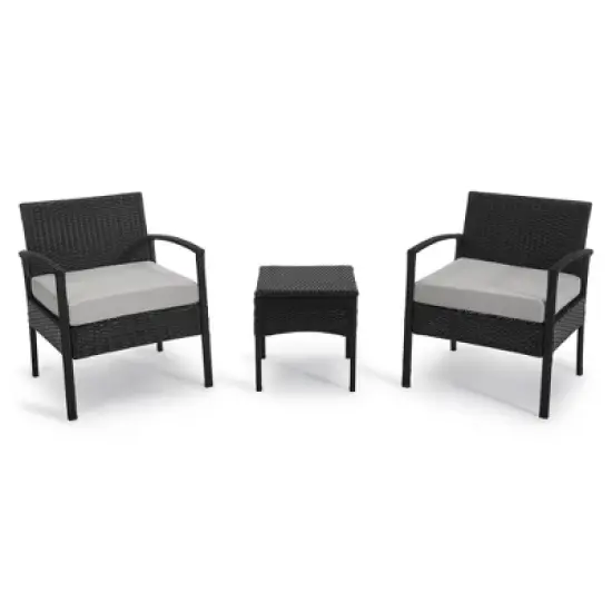 EDYO LIVING 3pc Wicker Outdoor Patio Conversation Furniture Set image {7}