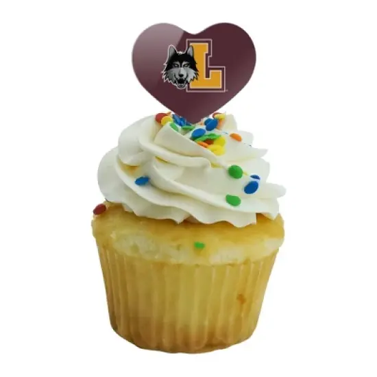 Loyola University Chicago Primary Logo Heart Love Cupcake Picks Toppers Decoration Set of 6 image {4}