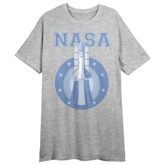 NASA Shuttle Logo Women's Heather Gray Short Sleeve Crew Neck Sleep Shirt image {2}