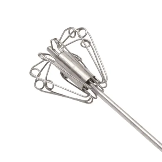 Unique Bargains 12" Semi-Automatic Loop Whisk Dishwasher Safe Stainless Steel Black Silver Tone image {2}