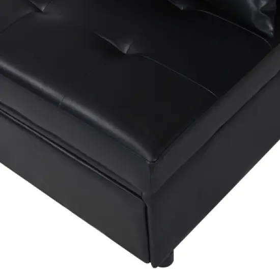 Folding Ottoman Sofa Bed BLACK image {11}