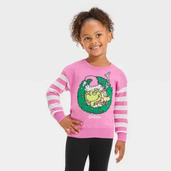 Toddler Girls' The Grinch Knitted Pullover Sweater - Pink image {3}
