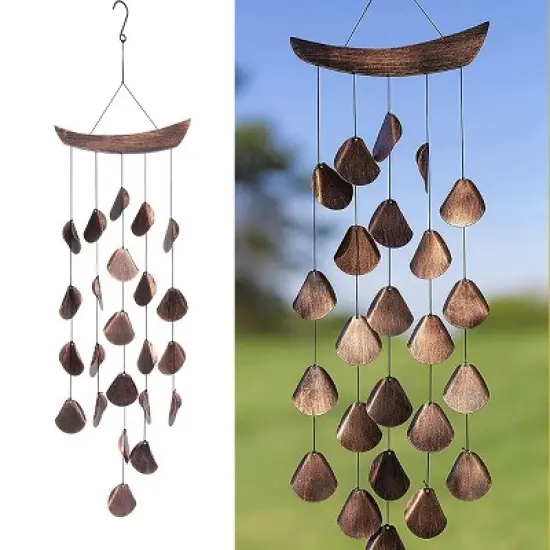 Dawhud Direct 27.5" H Rustic Charcoal Wolf Dreamcatcher Wind Chimes - Outdoor image {5}