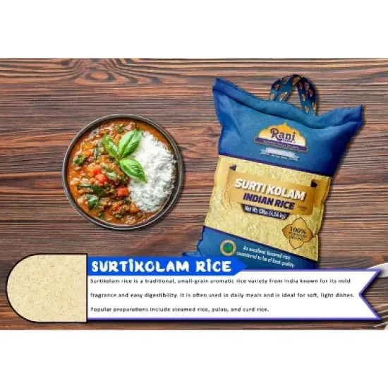 Surti Kolam Indian Rice 160oz (10lbs) 4.54kg - Rani Brand Authentic Indian Products image {2}
