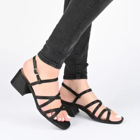 Journee Collection Womens Kempsy Open Square Toe Block Heel Sandals Black 6.5 image {8}