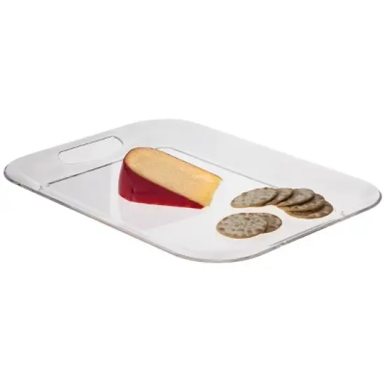 16" x 12" Plastic Serving Tray - Room Essentials&trade;: Clear Rectangle, Dishwasher-Safe, Handles image {1}