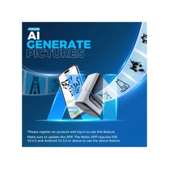 Nelko PM220 2" Portable Bluetooth Label Printer Black with 50x30mm 100pc Roll and 40x30mm 230pc Roll image {2}