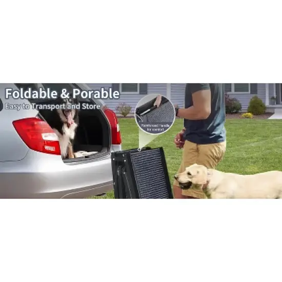 Gulches  Dog Ramp for Medium & Large Car 63" Long & 17" Wide Pet Stair Ramp with Non-Slip Rug Surface image {9}